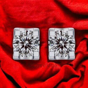 Certified 2ct. t.w. Diamond Moissanite Solitaire Stud Earrings